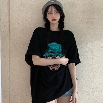 Damen Kurzarm T-Shirt Lockerer Top im koreanischen Stil Sommer