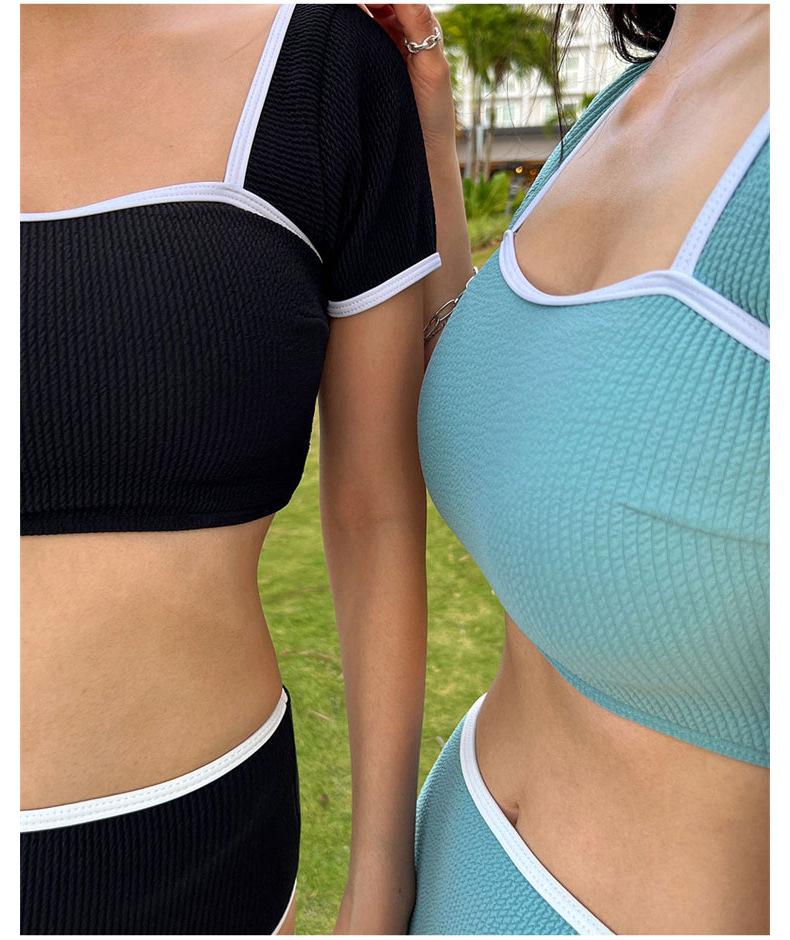 Bikini a Due Pezzi Monocolore Stile Coreano: Costumi da Bagno Sexy, Modellanti, di Alta Gamma per Donne