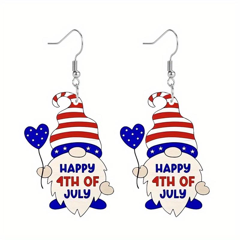 Independence Day Earring HAPPY 4TH OF JULY Love Balloon Dwarf Acrylic Earrings Drop Festival Celebration Earrings Patriot Earrings Women Fashion Gift