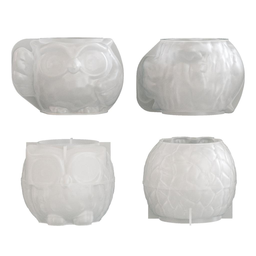 Plâtre Résine Ciment Pot de Rangement Hibou Moule en Silicone DIY Bougie Parfumée Tasse Ornement Moule