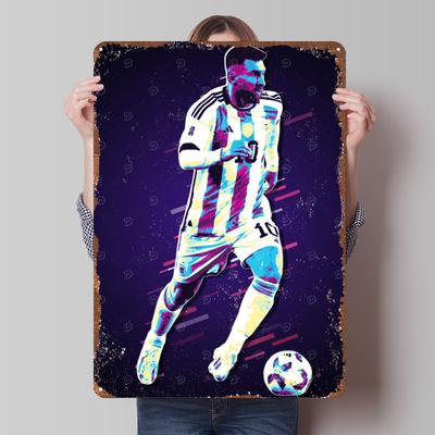Messi Retro Style Poster Football Player Metal Sign Vintage Metal Plate Custom Soccer Tin Plates for Wall Art Decoration Decor