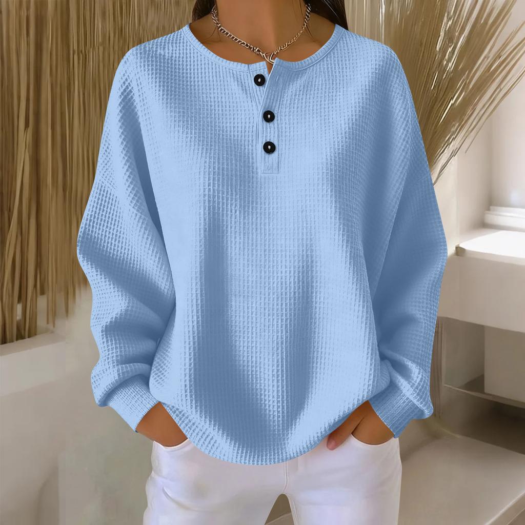 Women's Casual Shirts Long Sleeve Tops Button Up V Neck Loose Knit Fall Favorites For Women