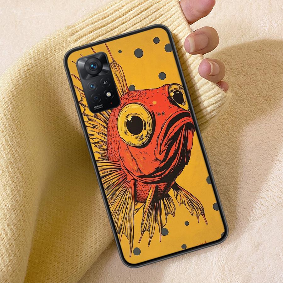 Pop Art Zeichenideen Fisch Handyhülle Für Redmi Note 13 14 15 Pro Plus 12 13C 12C 15C 9 10 10C 9T 9C 9A TPU Weiche Hülle Klar Cel