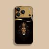 Custodia in Vetro con Fantasia Leone Corona Raffinata Vernice Metallica Oro Per iPhone 11 12 13 14 15 16 17 Pro Max 14 Plus 17 Air 16E Cover
