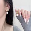 Brincos Minimalistas de Argola com Pérola e Cristal Dourado Banhado Geométricos Moda Joias
