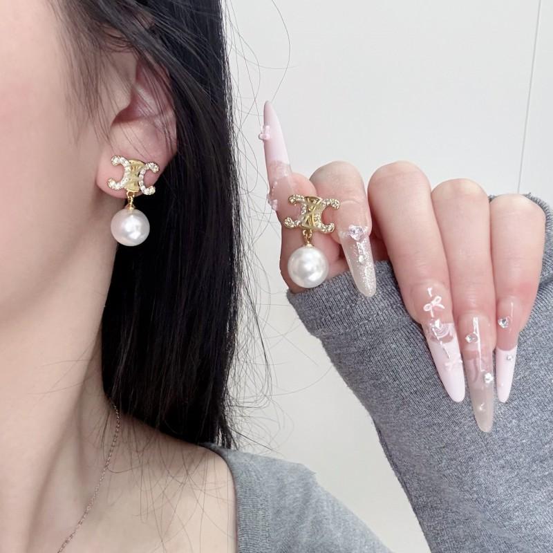 Brincos Minimalistas de Argola com Pérola e Cristal Dourado Banhado Geométricos Moda Joias