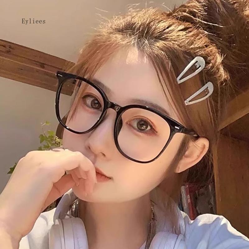 Korea Retro Big Black Glasses Frame Women Lovely Ins No Makeup Plain Glasses Men Eyewear Cute Decorative Computer Glasses