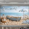 2D Vintage Beach Boat Backdrop for Summer Photoshoot