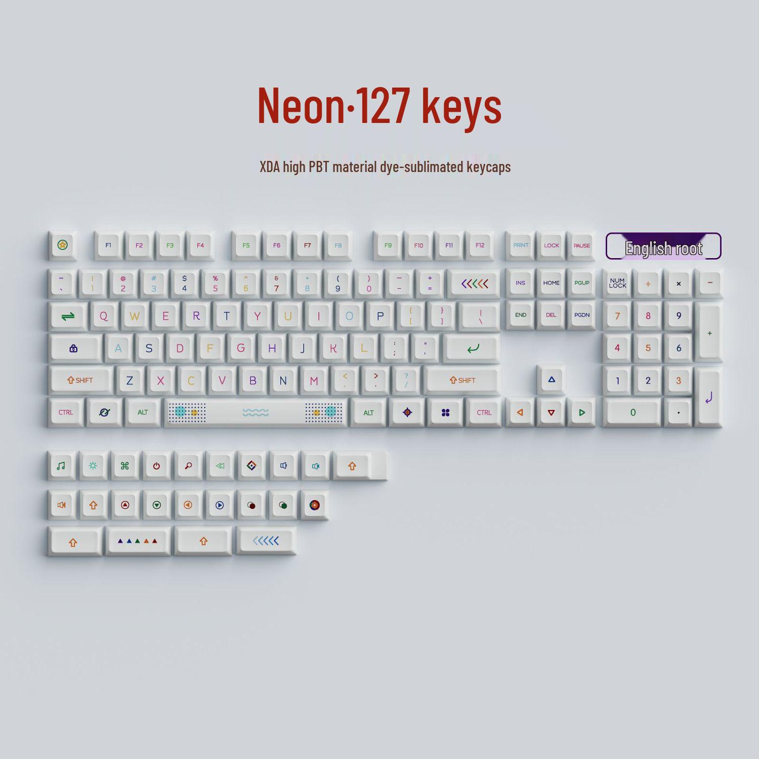 

127 клавиш Игровые колпачки Neo XDA высоты с русской и корейской фонетической раскладкой