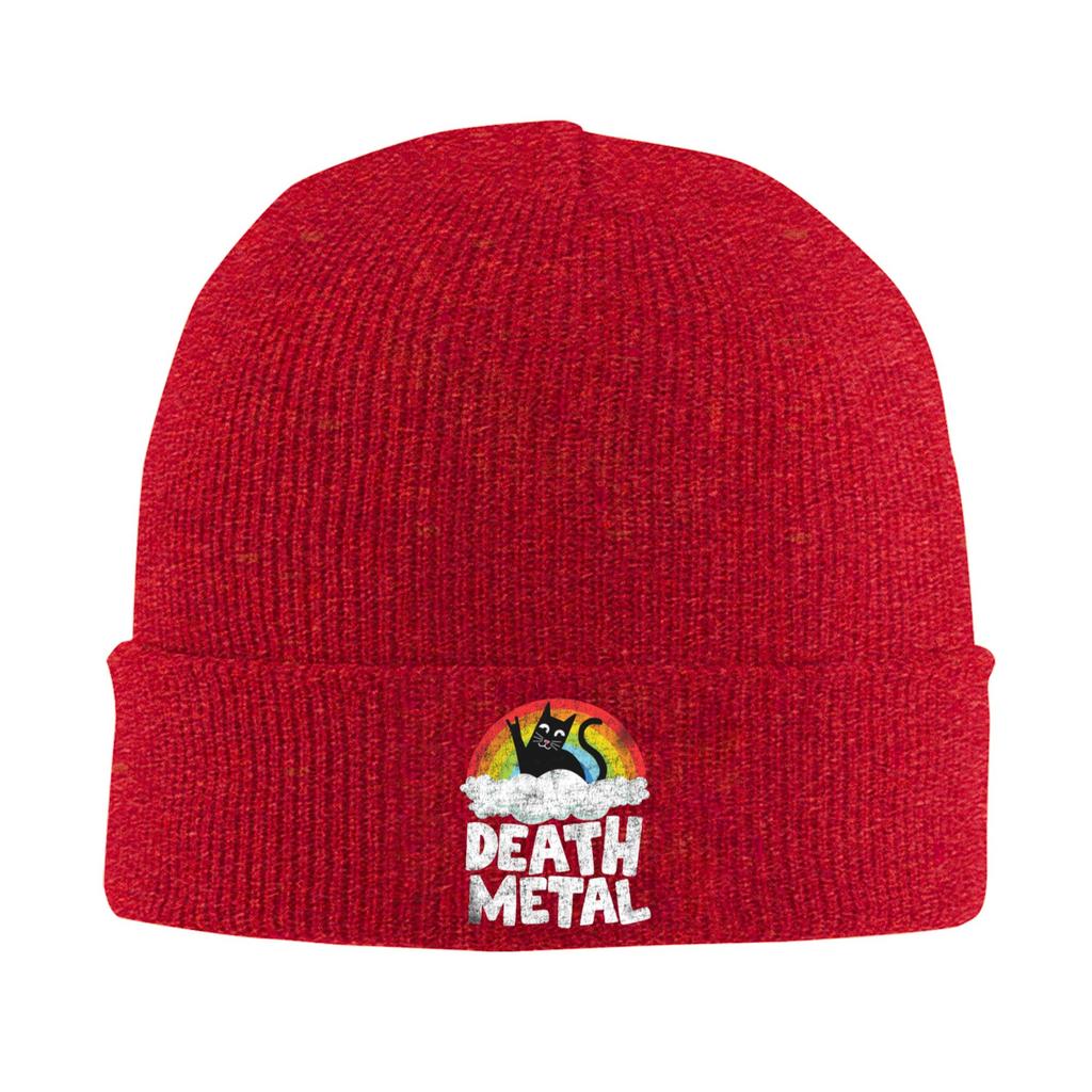 Funny Death Metal Cat Gift Rainbow Heavy Metal  Warm Knitted Cap Winter Knit Bonnet Hat Skullies Beanies Hip Hop Caps for Unisex
