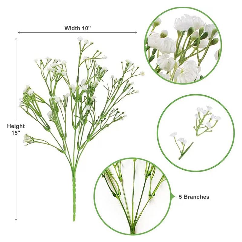 

15inch White Gypsophila Artificial Flowers Wedding DIY Decoration Arrangement Plastic Babies Breath Fake Flower Home Decor