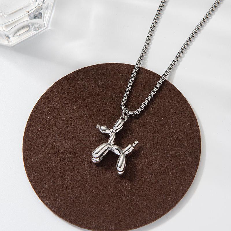 Fashionable And Creative Metal Balloon Dog Pendant Necklace Suitable For Men And Women Fun And Personalized Daily Jewelry Gifts