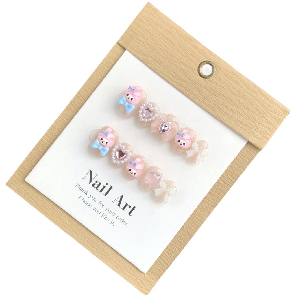 Handmade Cute Cartoon Nail Stickers For Women Removable And Reusable Fake Nails