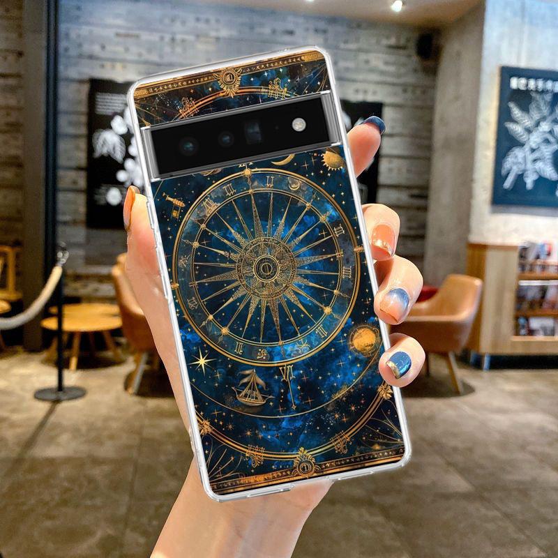 Phone Case For Google Pixel 9 8 7 6 9A 8A 7A 6A 5 4 5A 4A 3A Pro XL Soft TPU Transparent Cover Starlit sky planet space art