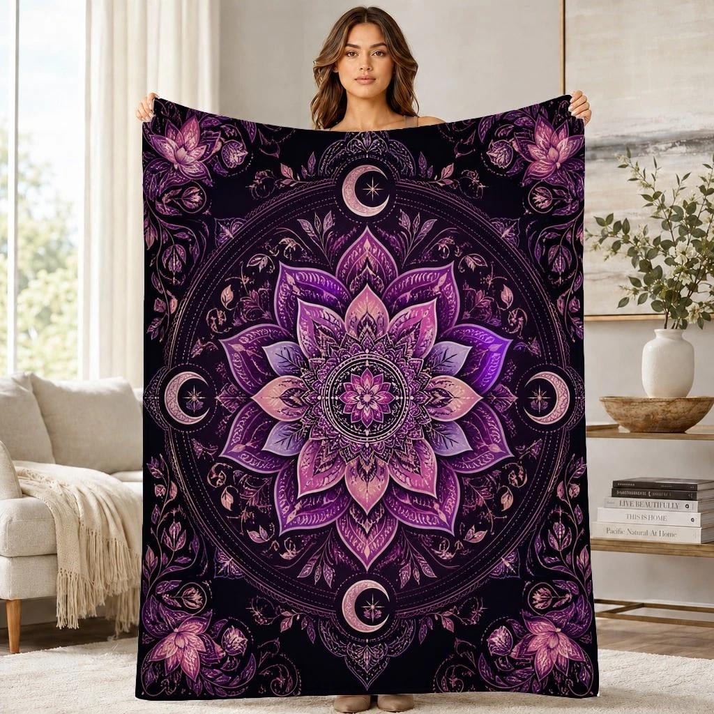 Boho Celestial Mandala Coral Fleece Blanket