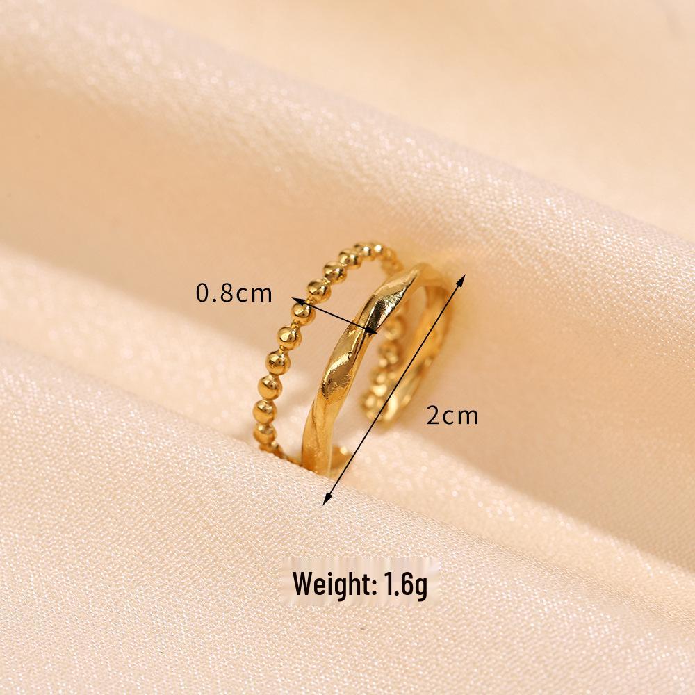 Adjustable Minimalist Geometric Open Stainless Steel Women's Ring - Gold-Plated, Hydraulic Vacuum Finish