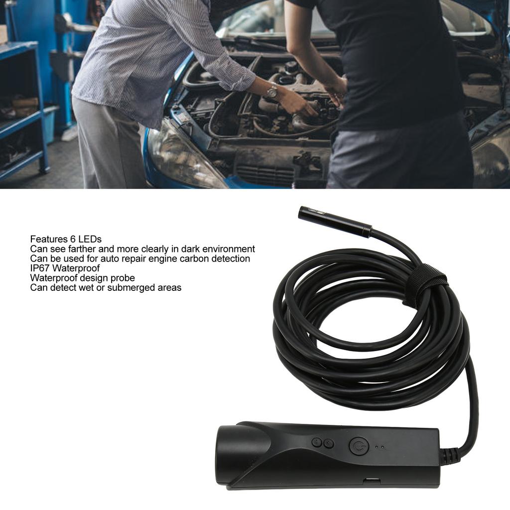 WiFi Borescope 1080P Dual Cameras IP67 Waterproof Wireless Inspection Endoscope with 6 LEDs for Pipeline Sewer Engine