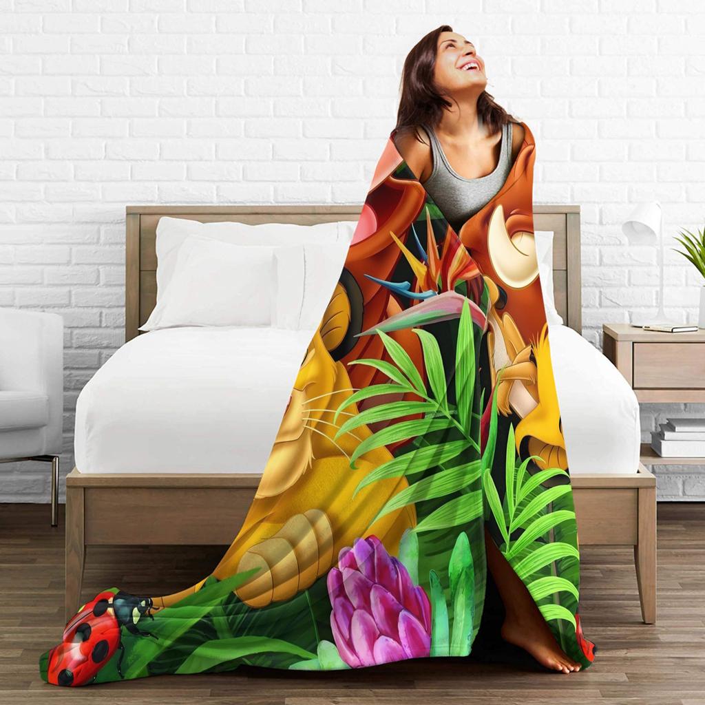 Warm BlanketGirls Boys Decorative Simba Lion King Throw Blanket  Flannel Bedspread Chair Sofa Bed Street Trend Sofa Bed Cover