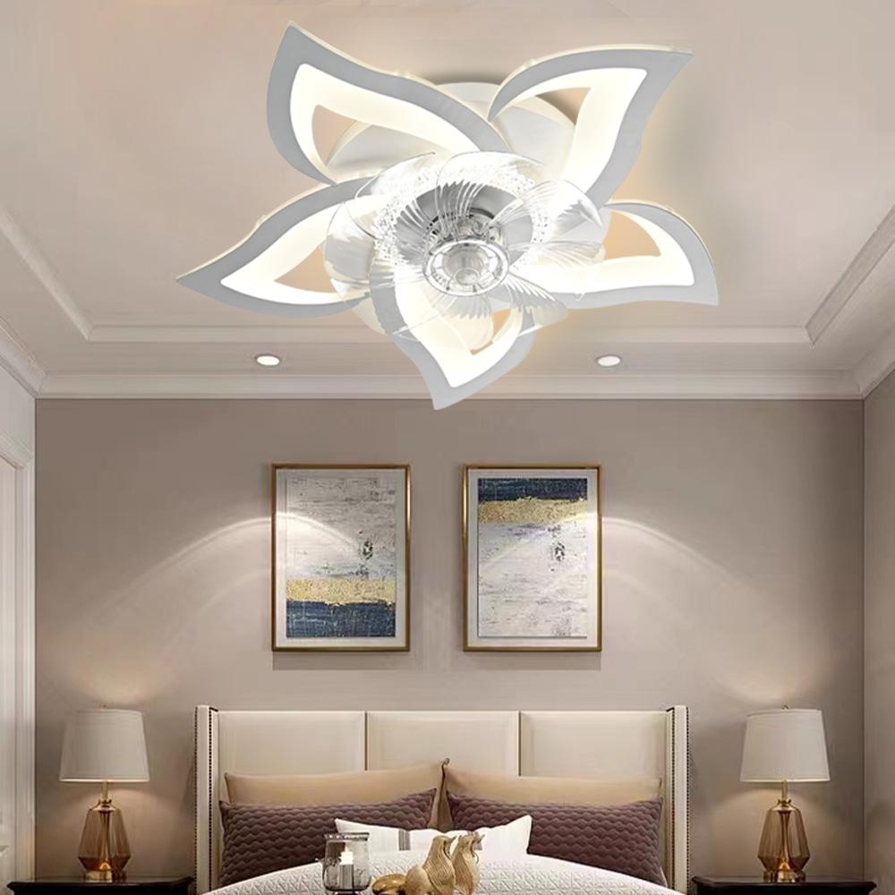 LED Low Noise Ceiling Fan with Light Bedroom Kitchen Living Room Lamp Lightning Black White Home Decor LED Chandelier Fixtures