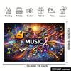 2D Colorful Music Theme Backdrop Guitar Microphone Colorful Music Notes Colorful Printed with MUSIC Durable No Power Required For Music
