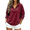 Women's Velvet Zip Up Long Sleeve Top Casual Color Shirt for Everyday Wear