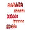 30-Piece 3D Valentine's Day Almond Nails with Gilded Bow and Heart Design