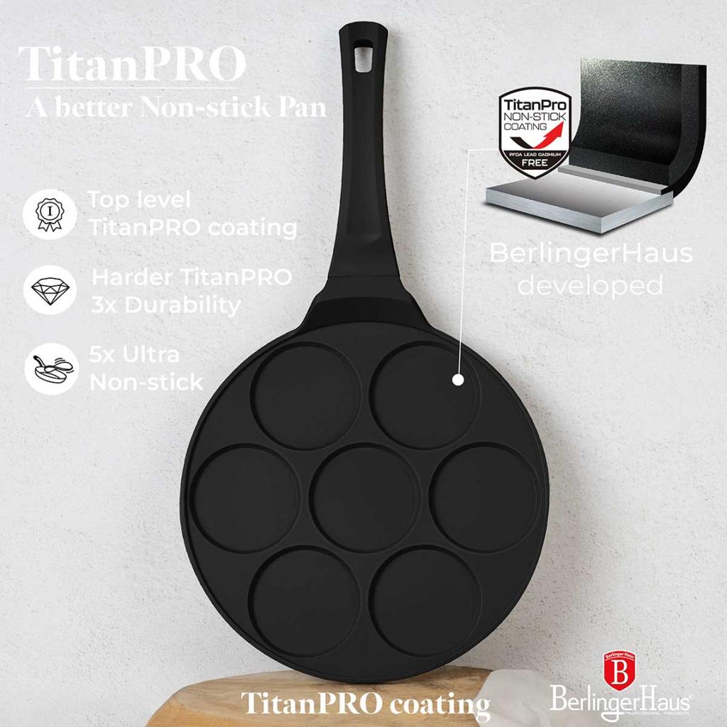 TITANIUM FRYPAN 26cm FOR PANCAKES BERLINGER HAUS BH-7793 BLACK ROSE