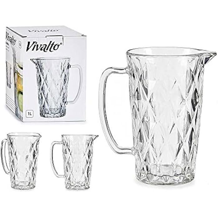 Karafa - VIVALTO - Diamant - Průhledné sklo - 1 l - Vícebarevná - 13,5 x 12 x 19,5 cm