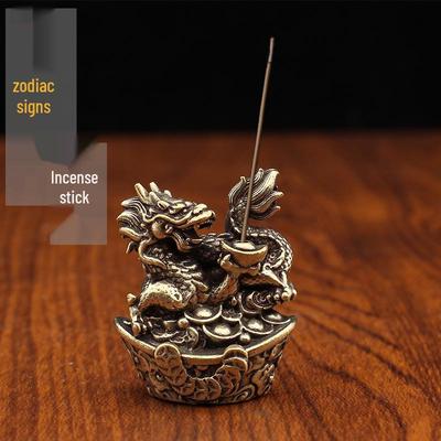 Portaincenso Zodiacale in Ottone: Design Creativo Drago, Tigre, Serpente in Rame