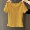 Pure Desire Sexy V-neck Front Shoulder Short-sleeved T-shirt Women's Summer 2026 New Slim-fit Korean Version of Texture Short Top and Clothing
