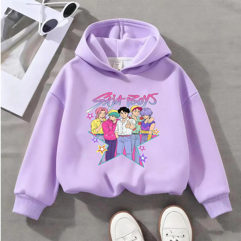 Kids' Sweatshirt Mystery EST 2025 Saji Boys Purple Hair Heart Design Casual Long Sleeve Top for Children