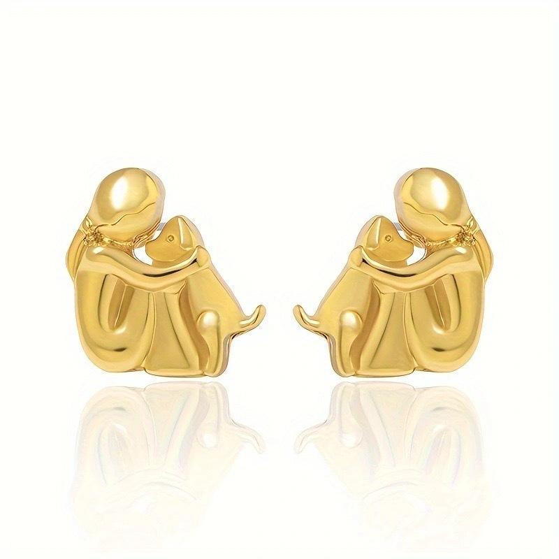 New Original Design Little Girl Ang Dog Hug Pendant Necklace for Women Cute Sweet Cartoon Christmas Friendship Jewelry Gift