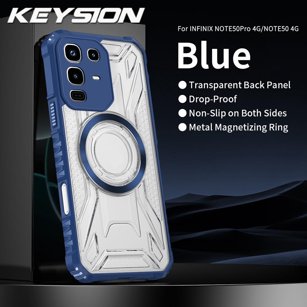 

KEYSION Прозрачный магнитный чехол для Infinix Note 50 Pro 4G Силикон+ПК Сверхпрочный противоударный чехол для телефона для Infinix Note50 4G for Infinix Note 50 Pro 4G синий