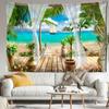 Sailboat Seaside Landscape Tapestry Wall Hanging Nature Scenery Aesthetics Room Living Room Decor Background Cloth
