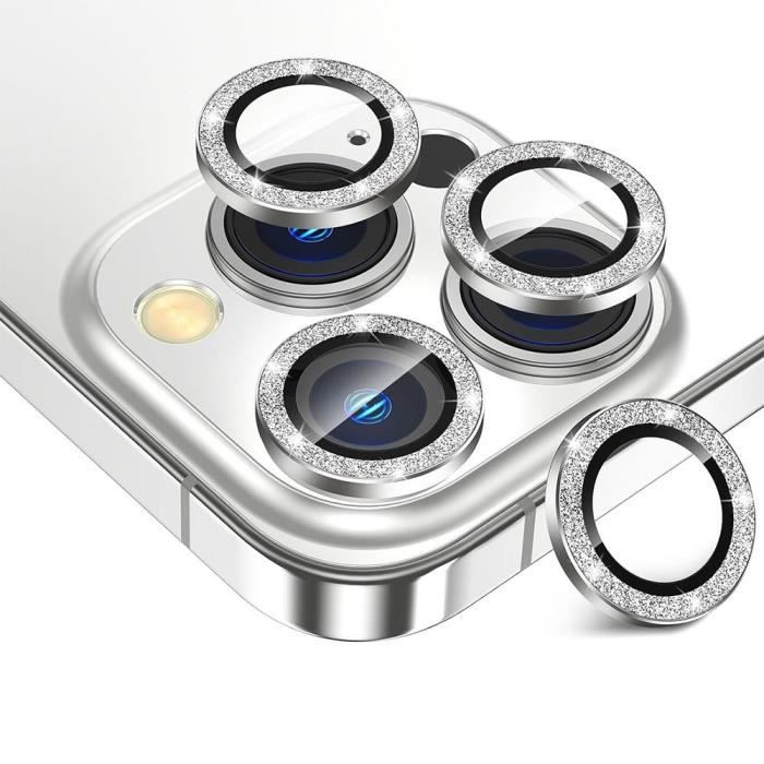 Film de Protection - pour iPhone 15 Pro - 15 Pro Max - Verre Trempé - Aluminium Argenté - Résistant aux Rayures