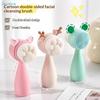 Facial Cleansing Tools-Double Sided Silicone Facial Cleansing Brush Manual Massage Facial Brush Soft Bristles Exfoliator