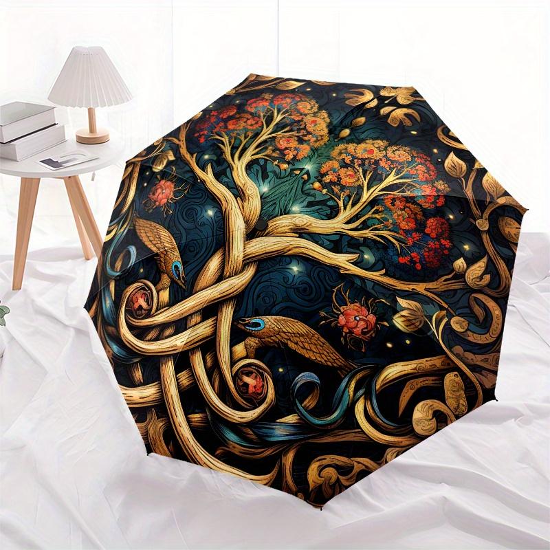Tree of Life Mandala Wall Art: Nature's Harmony In Every DetailUmbrella, Portable 3-Fold Compact Umbrella for Men & Women Gift