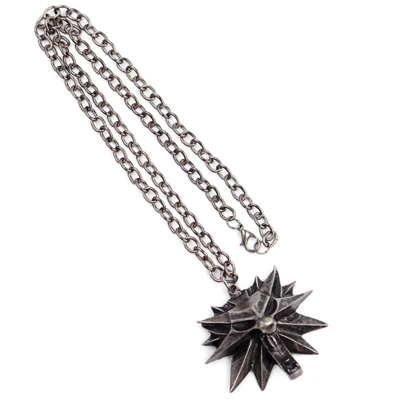 Retro Classic Fashion Pendant Witcher 3 Metal Wolf for Head Men's Animal Necklace Jewelry European American Games Jewelr