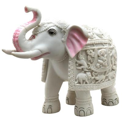 White Elephant Showpiece Big Size Marble Resin Aesthetic Statue Decorative Item for Home, 8 Inch Elephant Decor