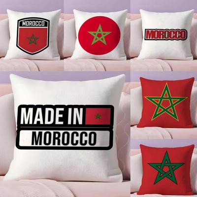 Morocco Flag Cushion Cover Plush Fabric Soft Double-Sided Printed Invisible Zipper Sofa Pillow Case Home Decor