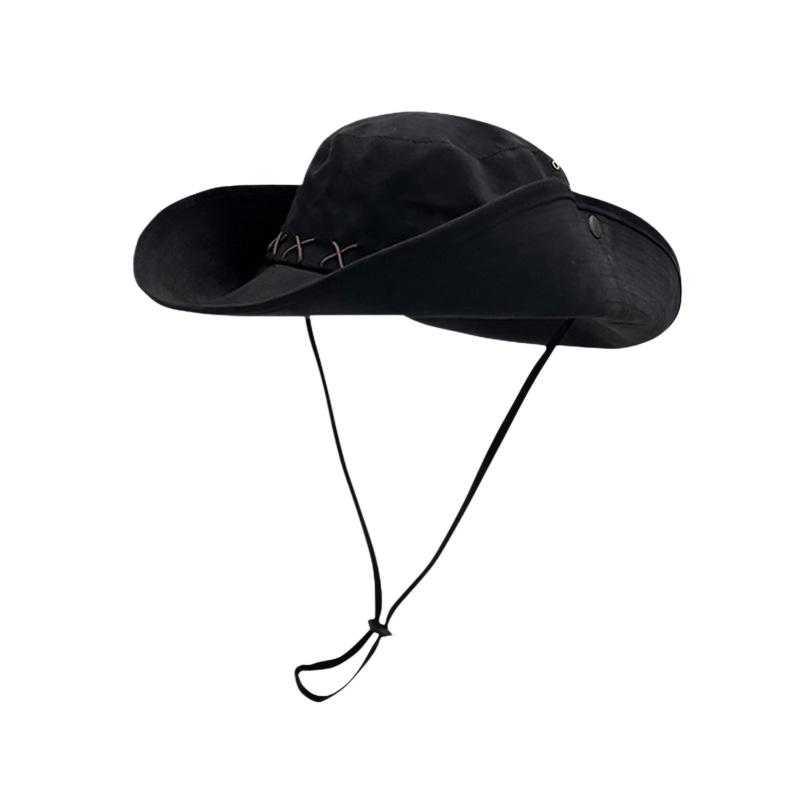 Summer Western Cowboy Hat Women Men Large Brim Fisherman Hat Outdoor Camping Hiking Fishing Sunshade Panama Cap