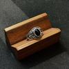 Retro Medieval Pattern Black Onyx Ring For Women Silver-plated Copper Punk Gothic Edgy  Pinkie Ring Accessories Cool Gift