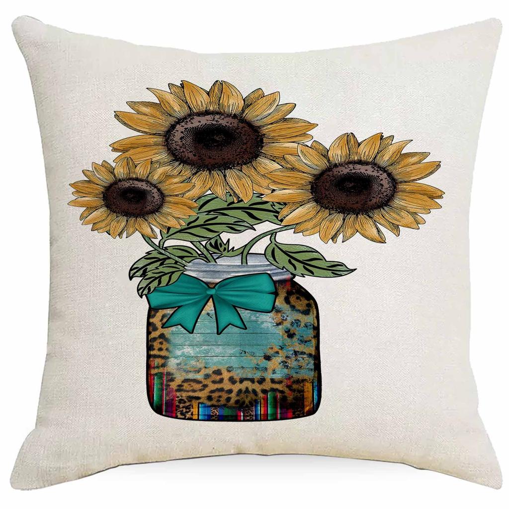 New Retro Summer Sunflower Pillowcase Home Sofa Cushion Pillowcase