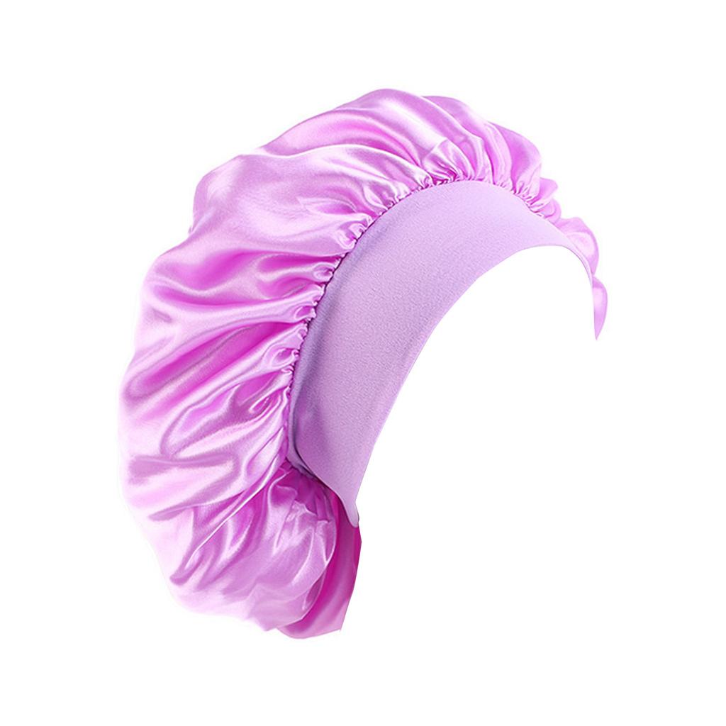 Large Brim Nightcap Sleeping Hat Satin Bonnet Wide Band Silk Sleep Cap Bathing Shower Caps for Women Curly Hair