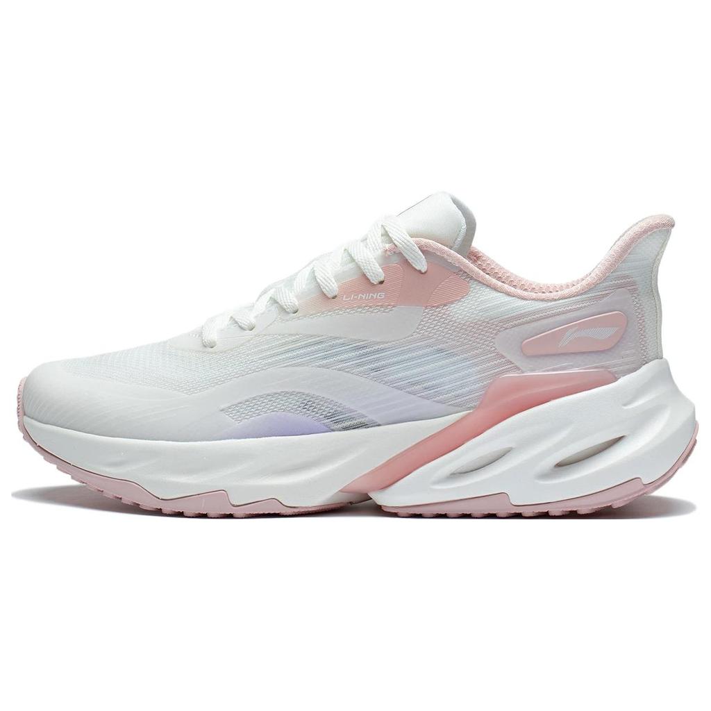 New LiNing Joyful 2.0 Non Slip Wear Resistant Shock Absorption Low Top Running Shoes Women's White Pink ARST030-4