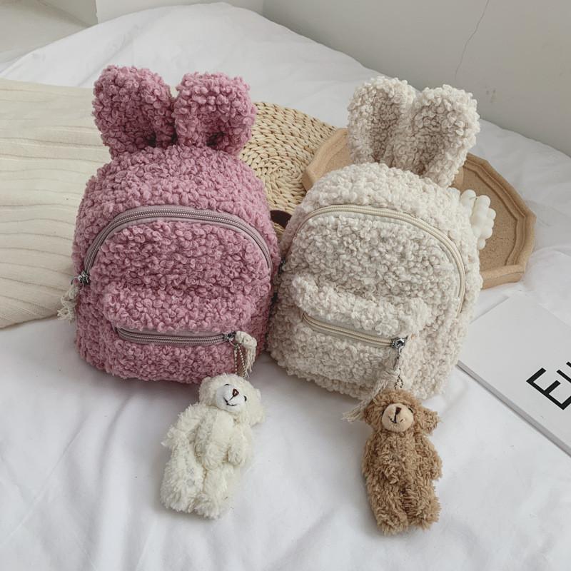 Kids Plush Bunny Ears Backpack With Breathable Lightweight Design For Kindergarten Girls