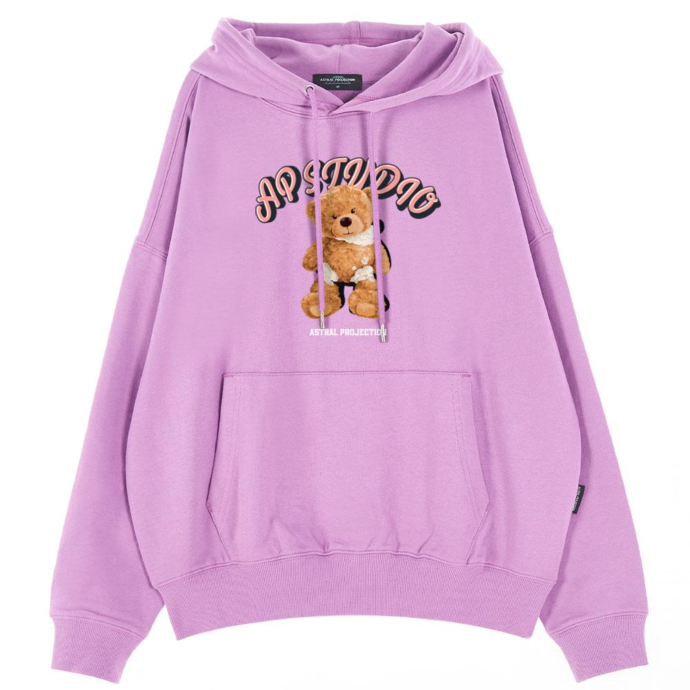 Oversized Drop Shoulder New Bear Doll 3 Hoodie_Violet