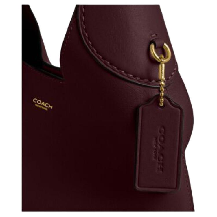 Coach Bolso Hobo para Hombro Brooklyn 28 Marca Logo Cuero Granulado Mediano para Mujer Color Borgoña CU068-B4MER