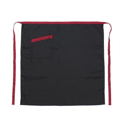 Simple Long Waist Apron (Black Red)
