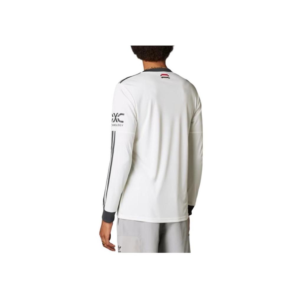 Adidas Originals SS24 24/25 Long Sleeve Third Jersey Manchester United Fan Version Crew Neck Letter Long Sleeve Football Shirt Men tops White IY7810